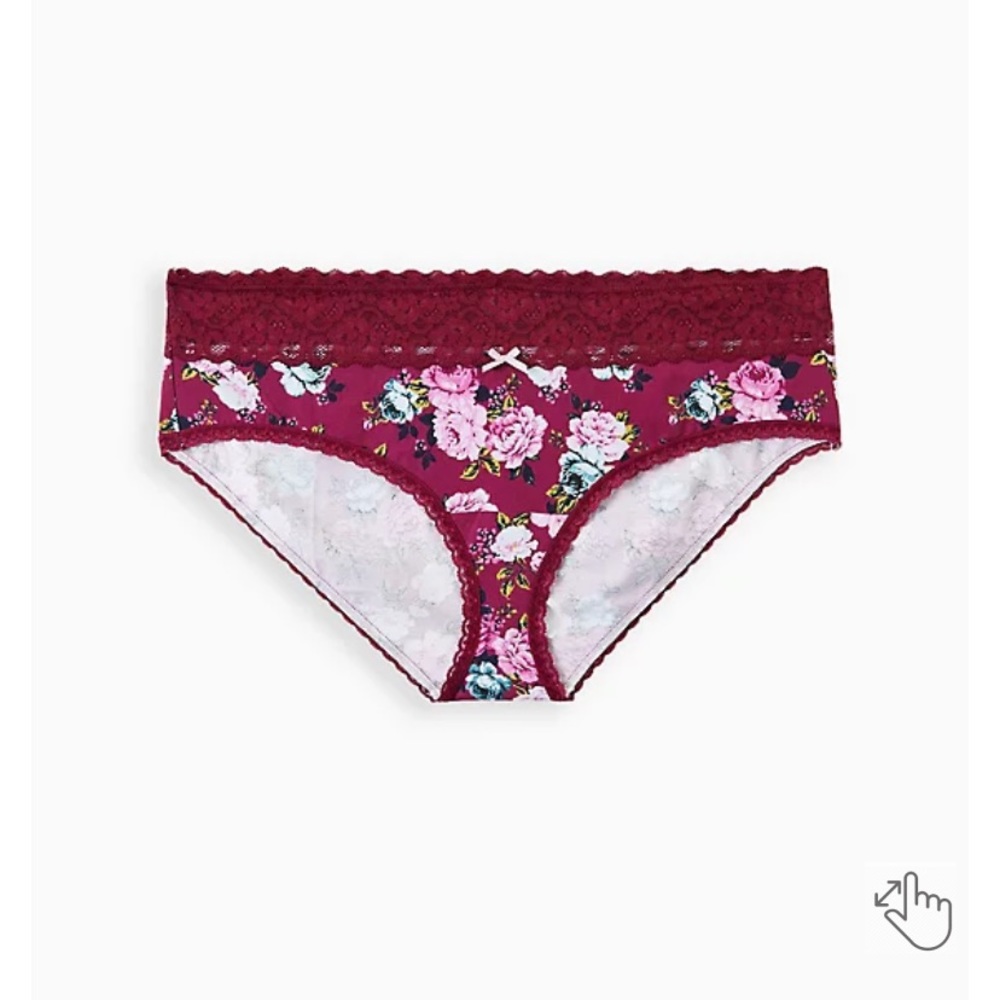 Pink Floral Wide Lace Cotton Hipster Panty